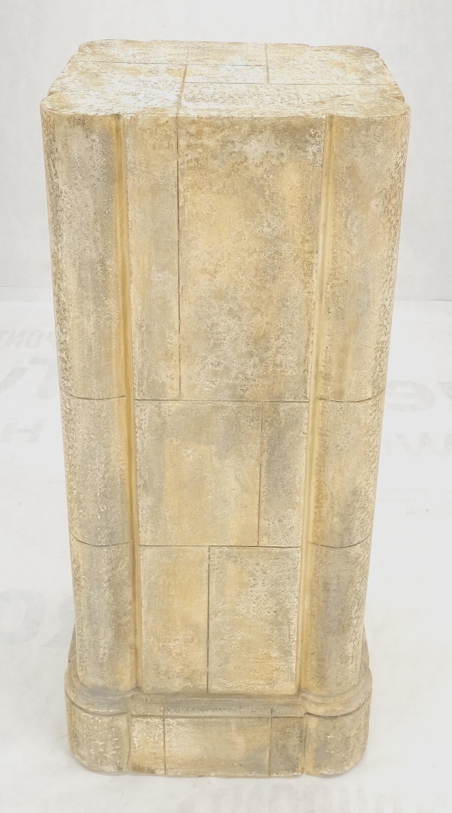 large 19×19 Square Faux Travertine 41″ Tall Carved Geometric Decorative Pattern