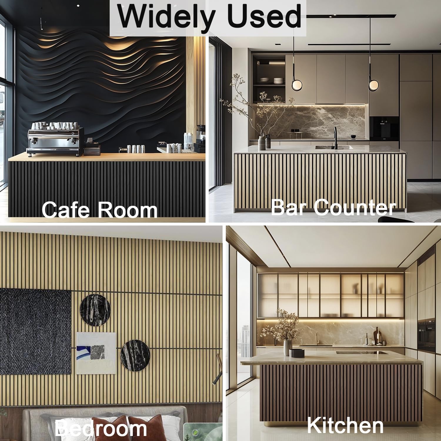 94.5 x 23.6 in Acoustic Wood Wall Panels,3D x inches, Dark Gray