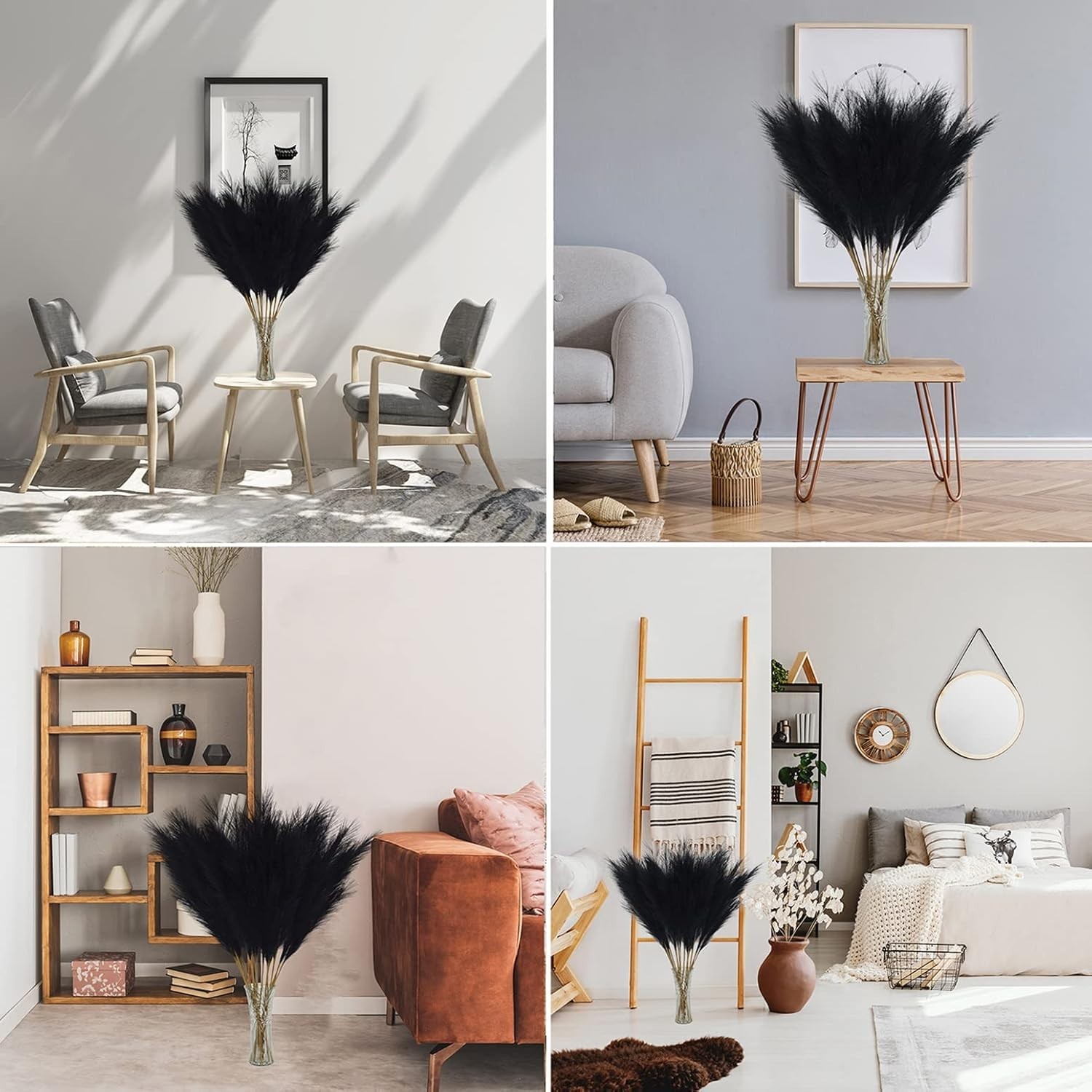 8 PCS Faux Pampas Grass Decor 38″/3.1FT Tall Fake Pompas Floral Large Artific…