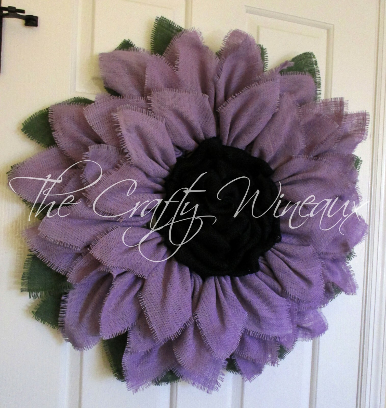 The Crafty Wineaux – Extra Large 30″ Light Violet Burlap Sunflower Wreath