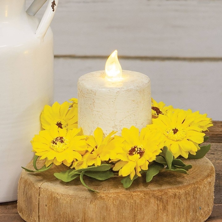 2 Rustic White small 4 in Pillar Candle with Timer