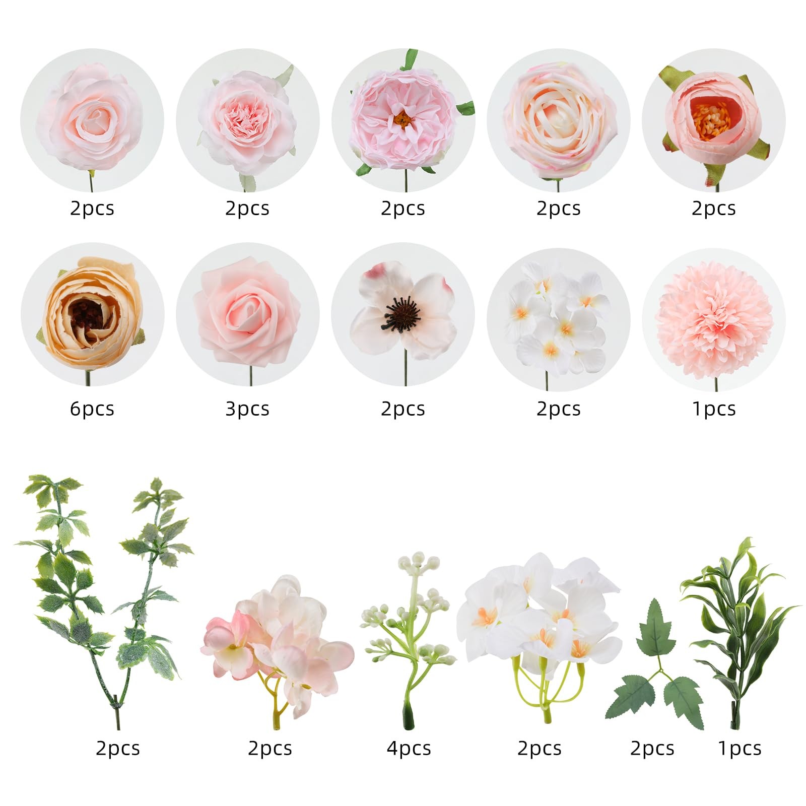 Pale Pink Artificial Flowers Combo Fake Peony Silk Roses Wedding Decor 1 Box