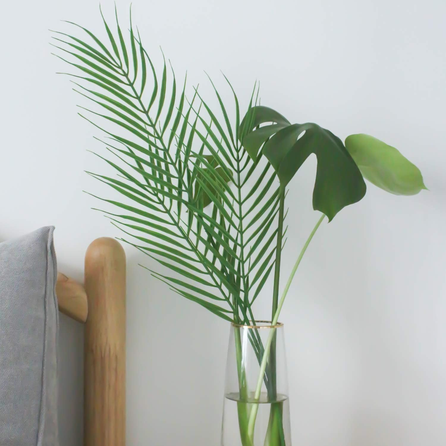 18 Branches 27 Inch Artificial [Palm] [Leave]S 6 PCS Large Faux / Fake Greenery