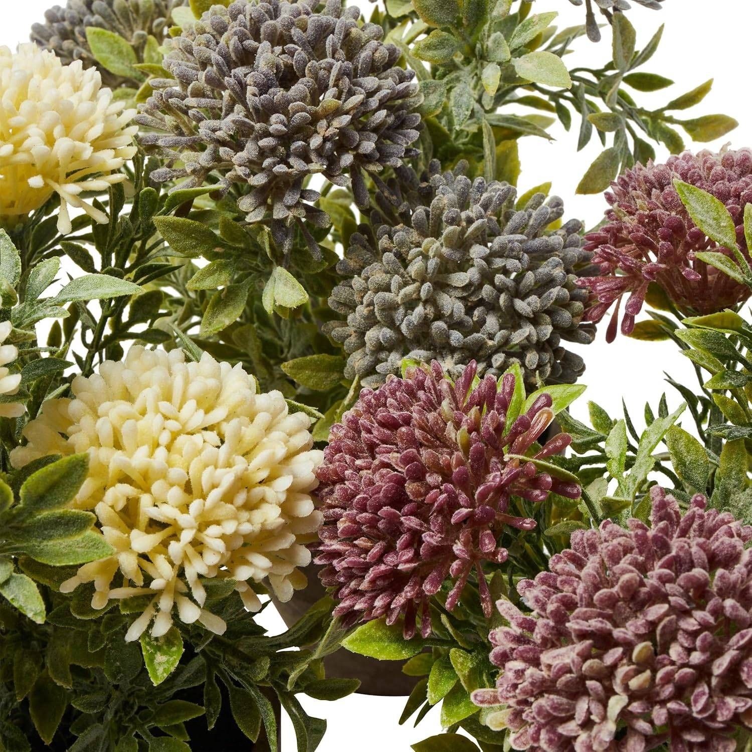 Set of 3 Faux Flowers 10in Artificial Floral Arrangement in Pots Pure Garden