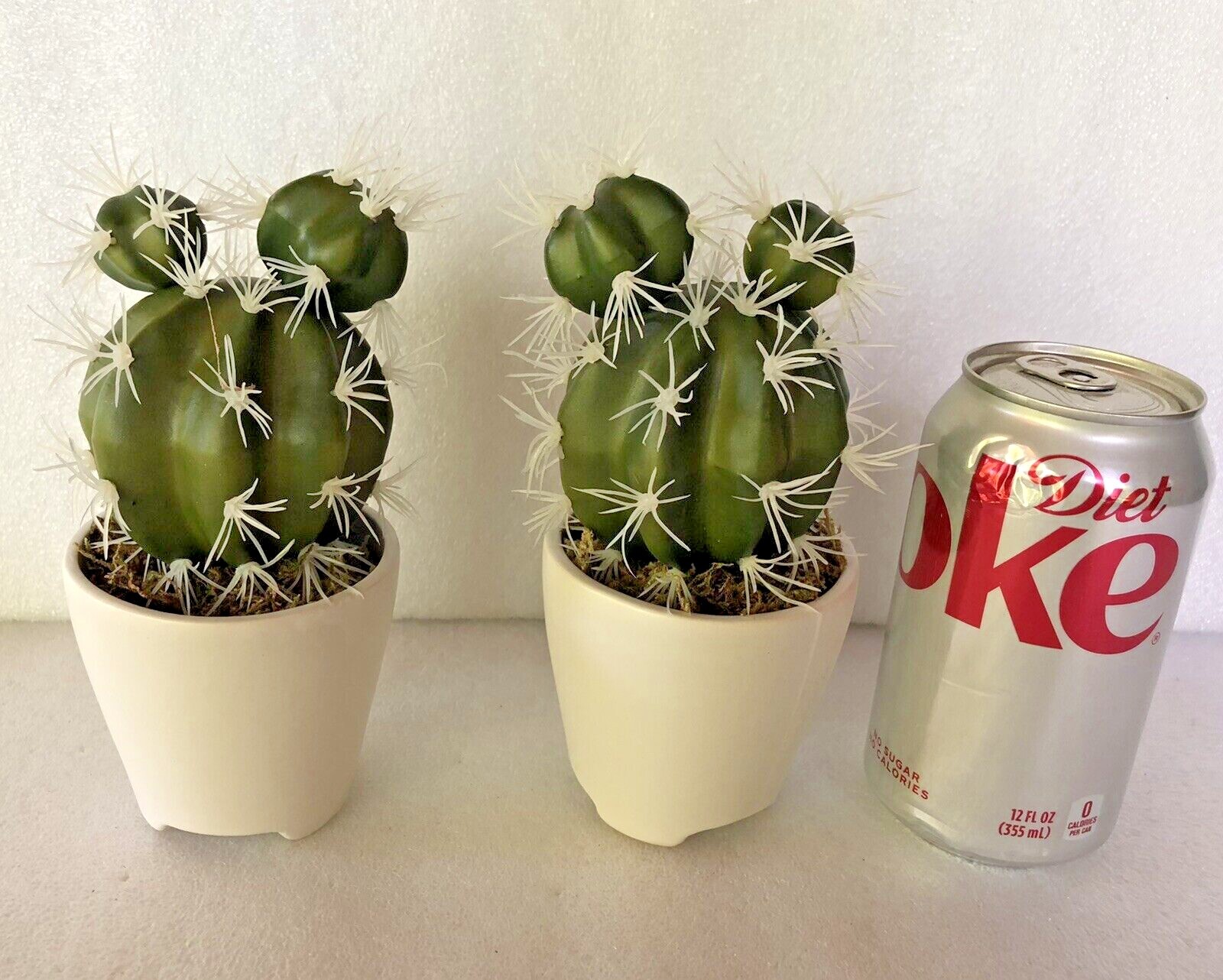 Set of 2 Faux Cactus Artificial Plants in Ceramic Pots 7″ Tall