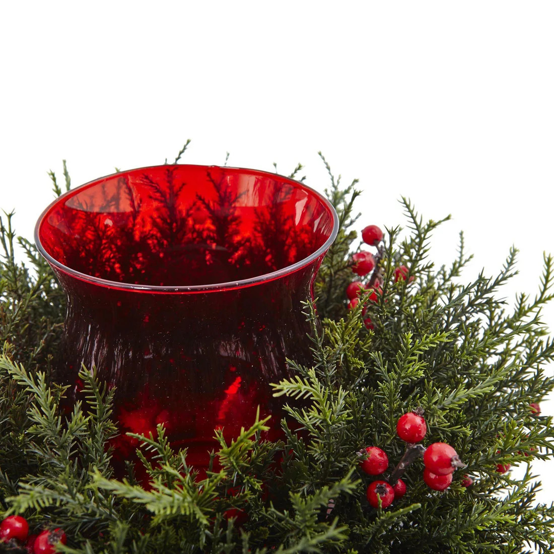 Cedar Berry Candelabrum – Lifelike Christmas Holiday Centerpiece Decor
