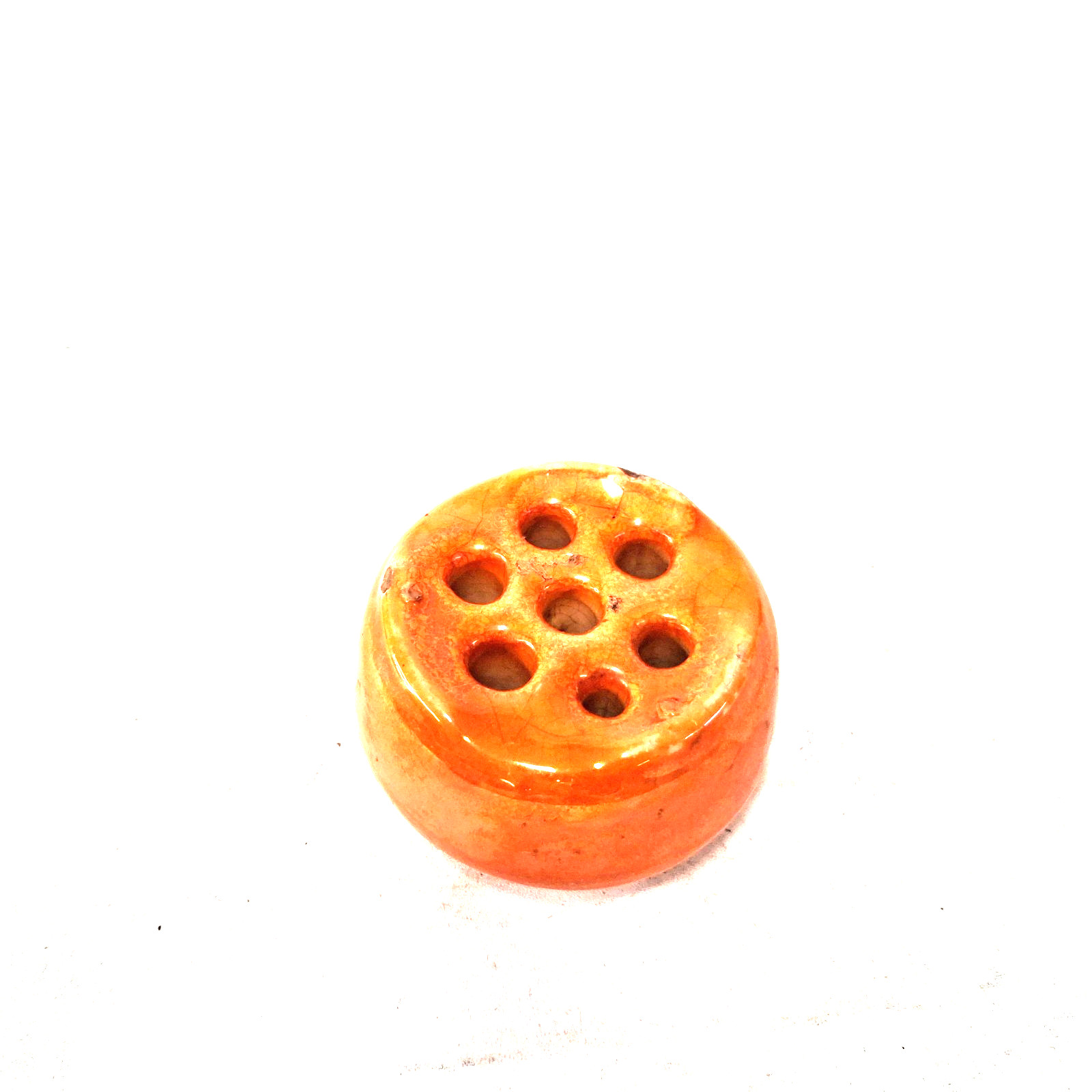 Vintage Orange Ceramic Flower Frog Floral Arrangement Holder Ikebana Vase Insert