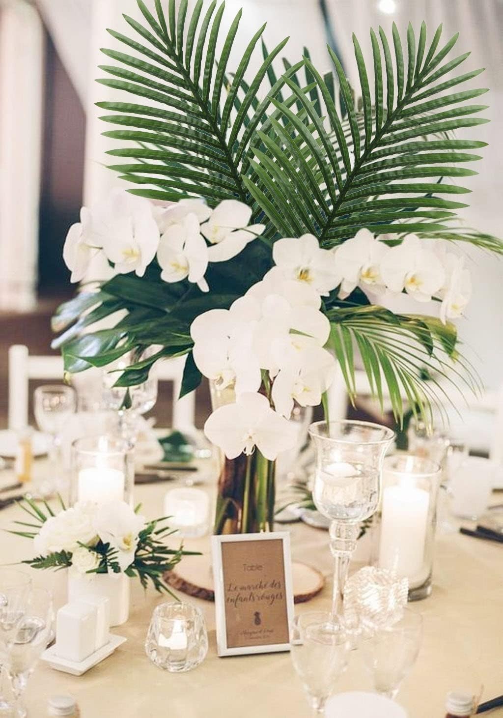 Realistic 34-Inch Artificial Palm Leaves – Perfect for Weddings and Home Decor