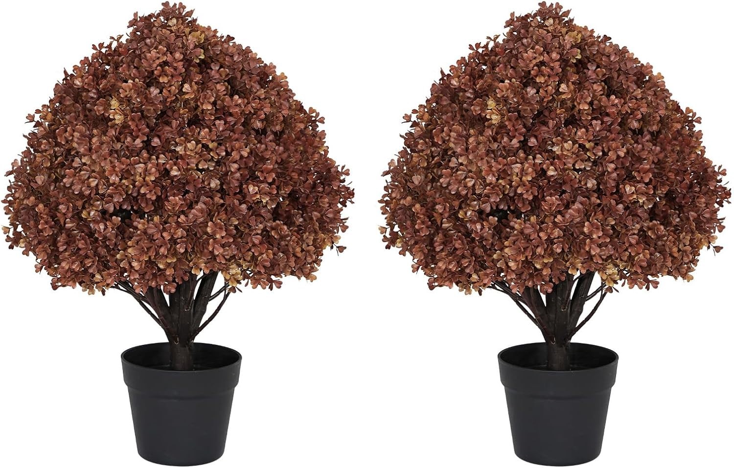 24″ Artificial Boxwood Fall Topiary Trees Set of 2 UV Resistant Faux Plants