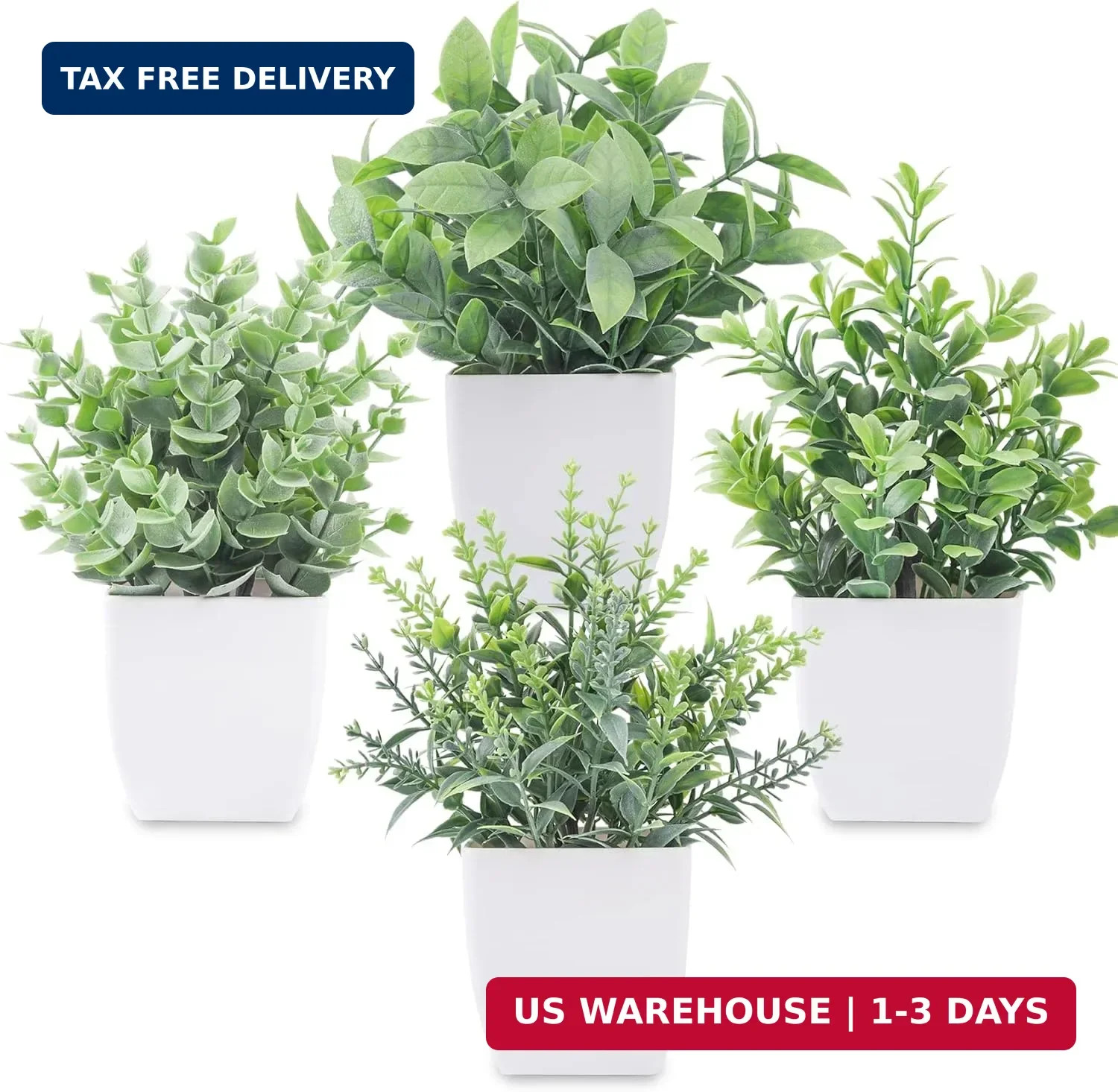 Der Rose 4 Pack Mini Fake Plants, Artificial Plants for Bathroom Home Decor | Fr