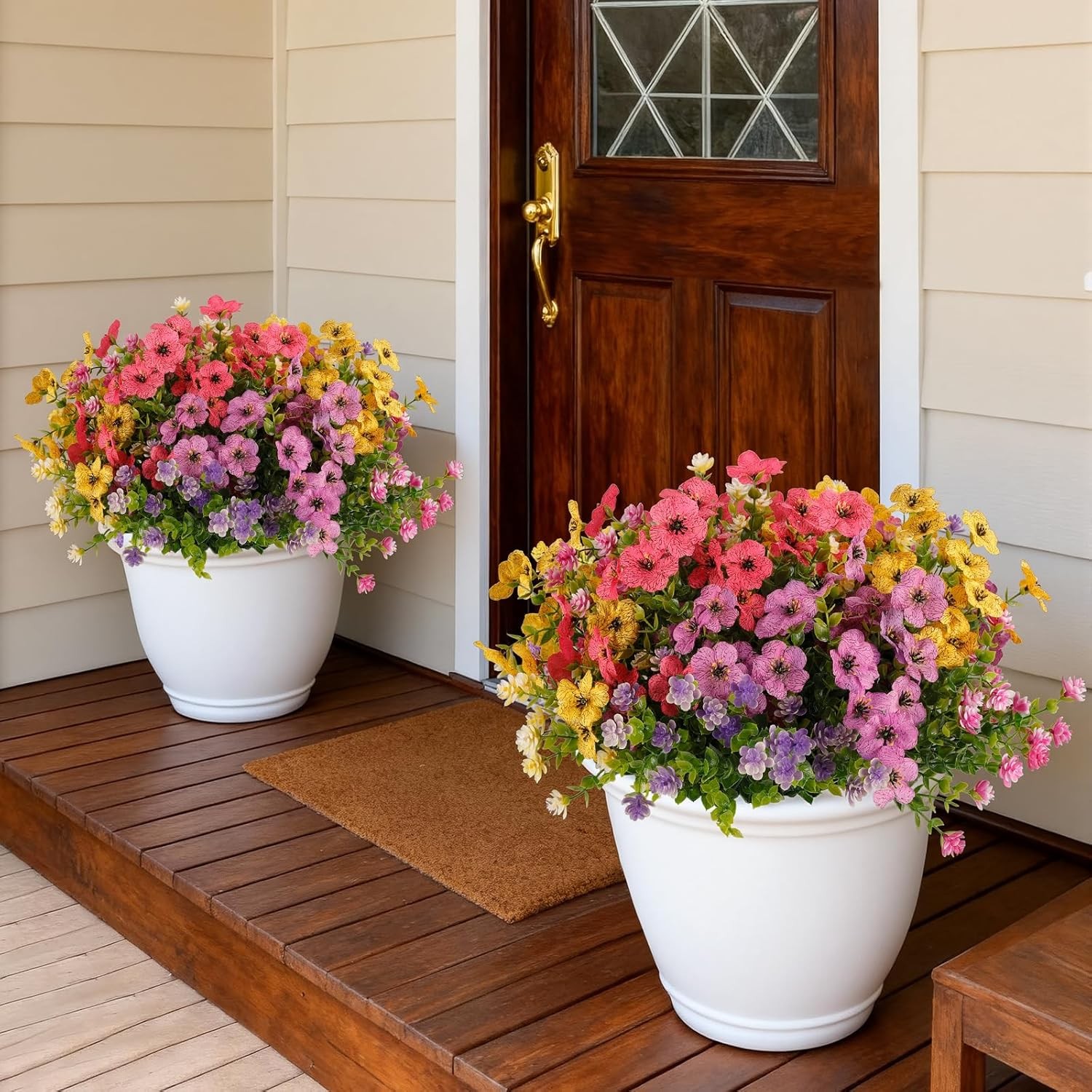 Artificial Outdoor Flowers UV Resistant Silk Daisies Plastic Fake Flowers