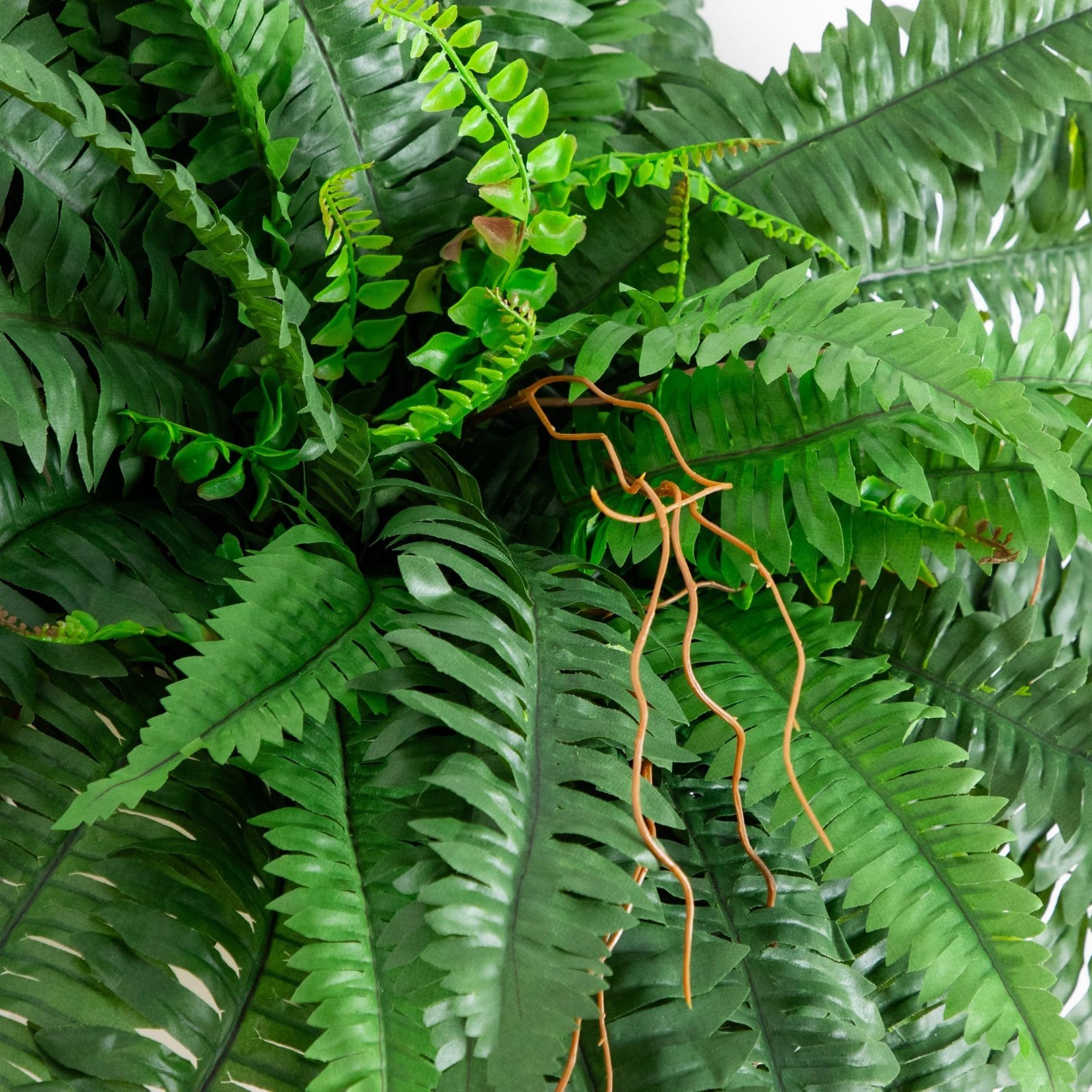 Large 40″ Boston Fern Artificial Plant – Realistic Hanging Faux Ferns, Set of 2