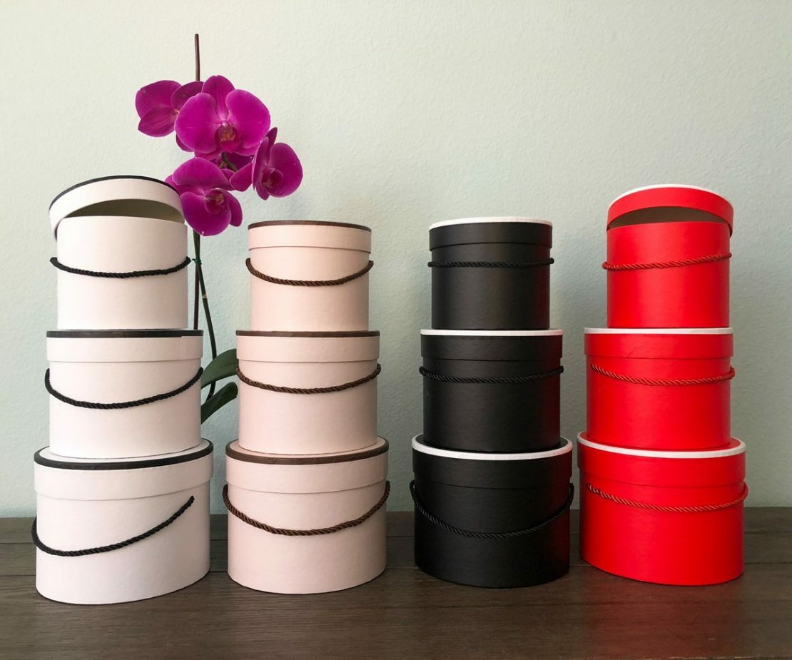 Premium Quality Round Flower Box, Floral Gift Box, Set of 3 pcs, with Lids