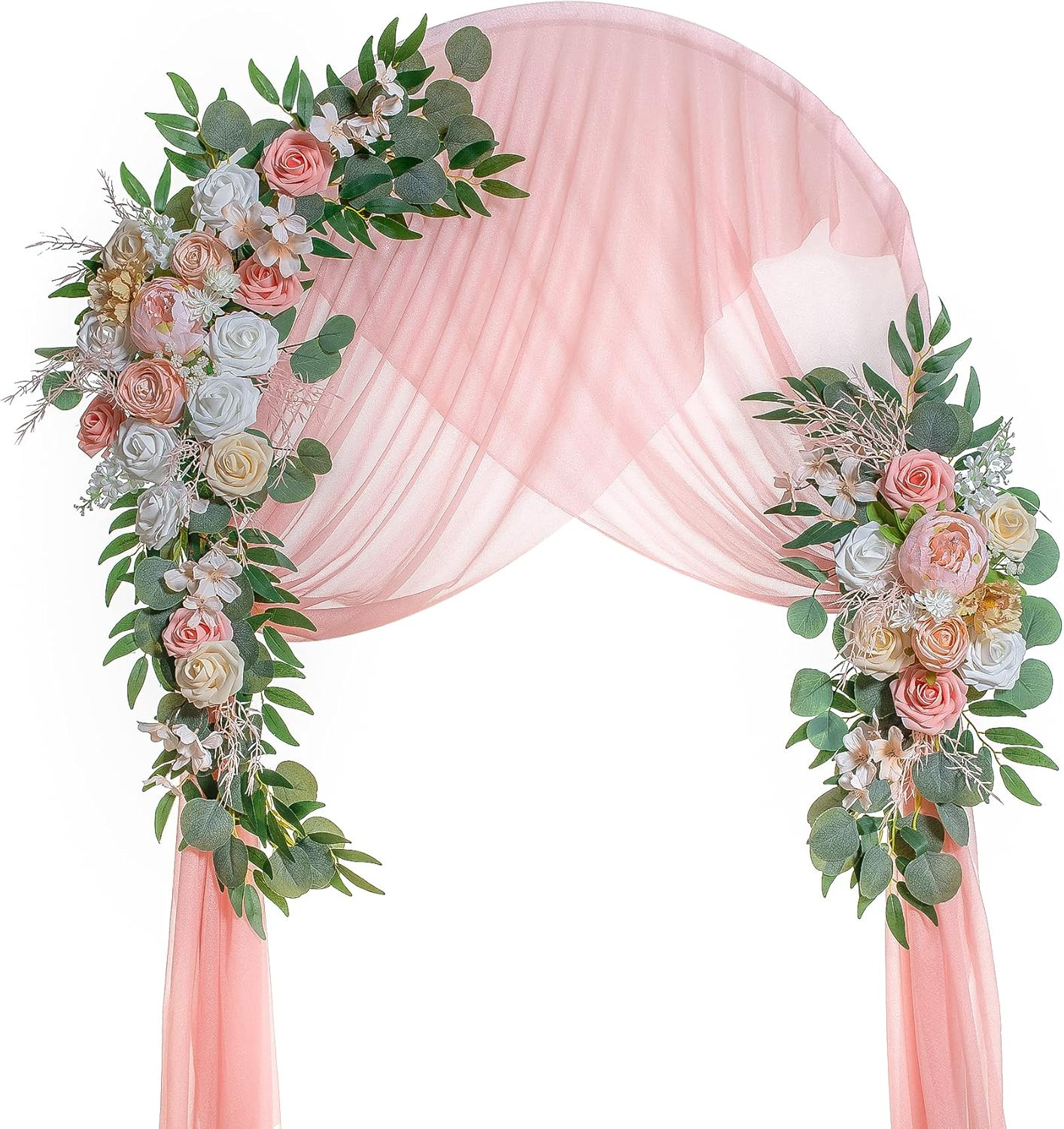 Wedding Arch Flowers, Artificial Flowers for Decoration, 2Pcs Flower Swag and 1