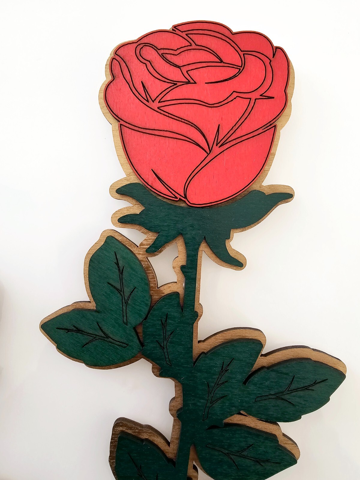 Oversized Wooden Rose – Personalized Large Decorative Red Rose with Gold Base