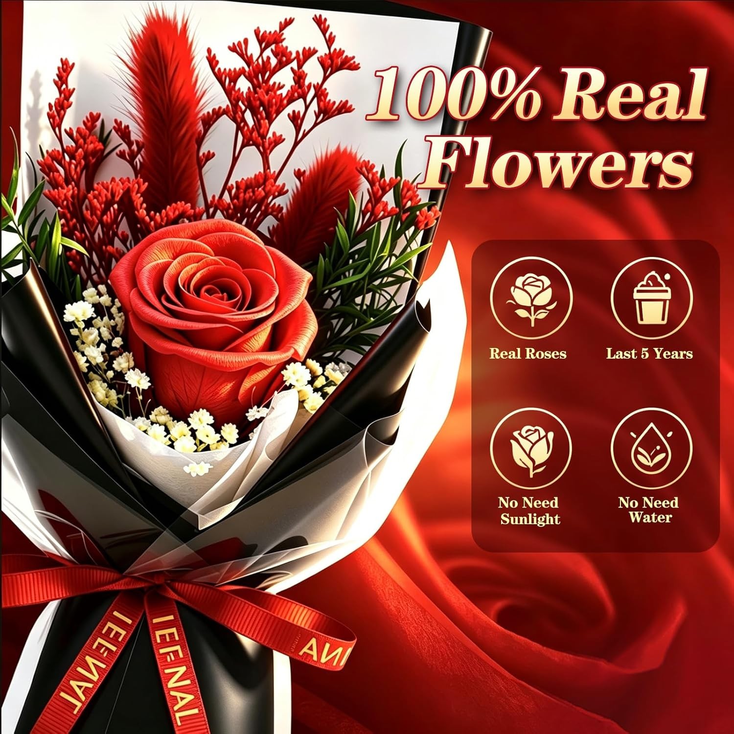 Preserved Flowers for Delivery,Red Rose Bouquet Gift for Women and Mom,Preserved