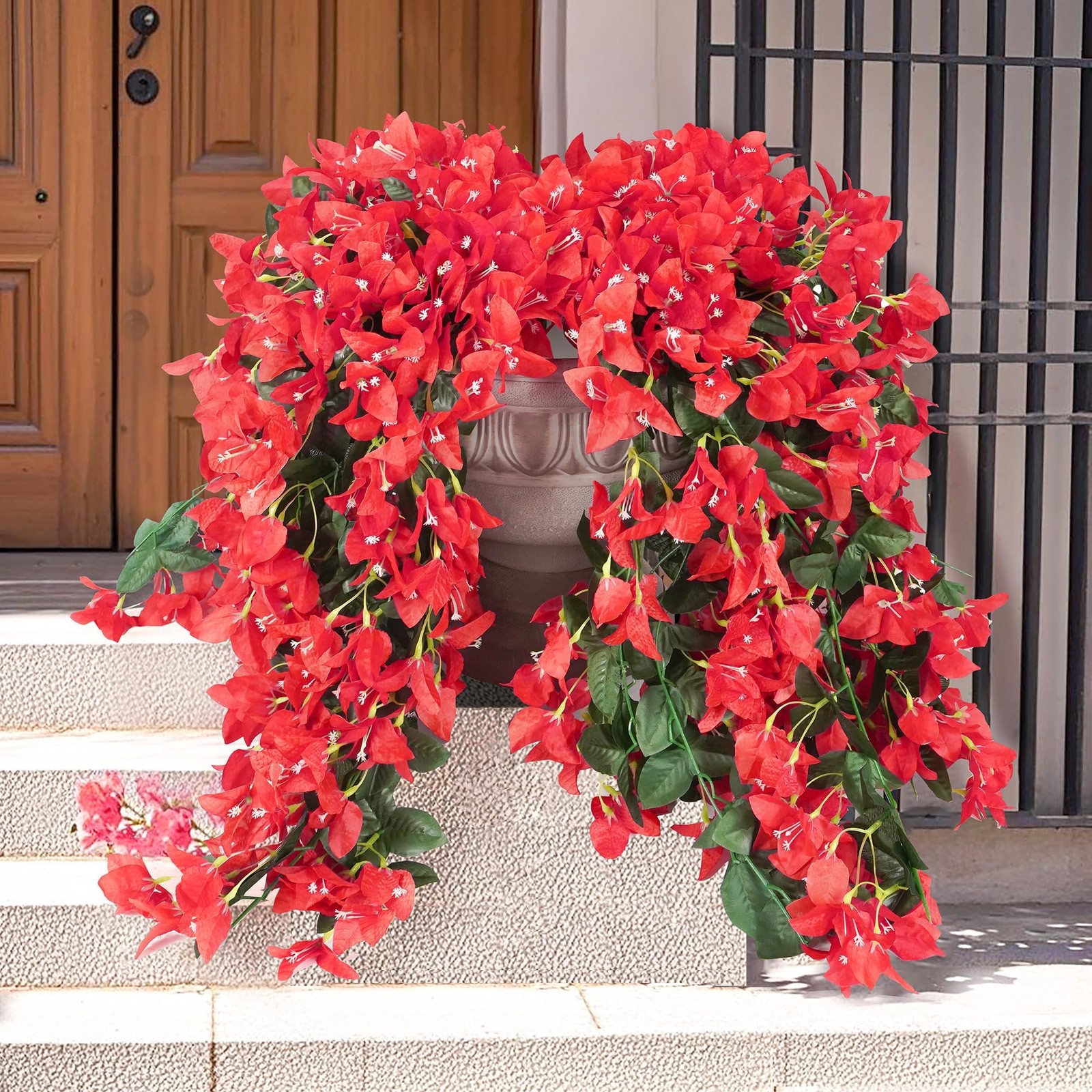 Bougainvillea Artificial Flowers Outdoor Decor – 2PCS Faux Silk Vines, UV Res…