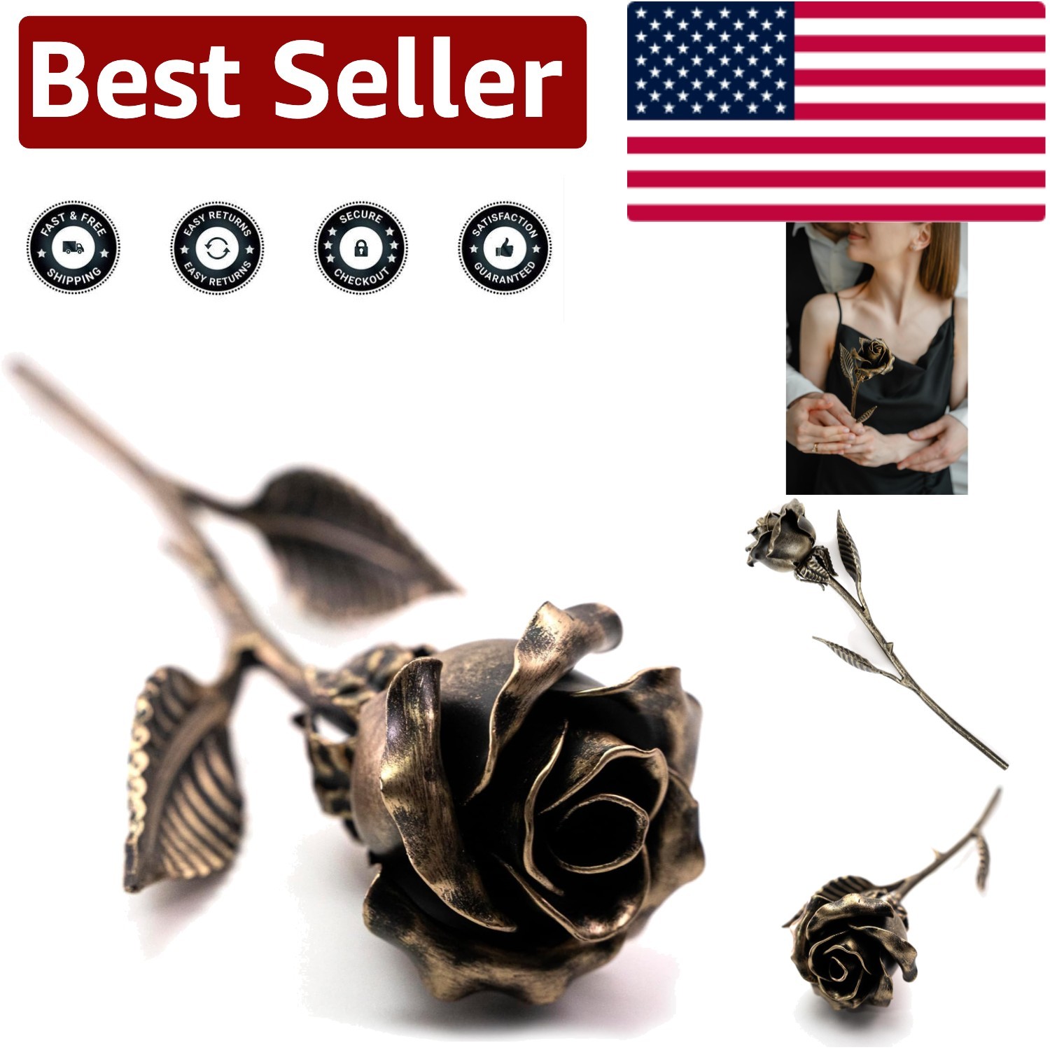 Artisanal Bronze Rose – Perfect Gift for Special Occasions & Anniversaries