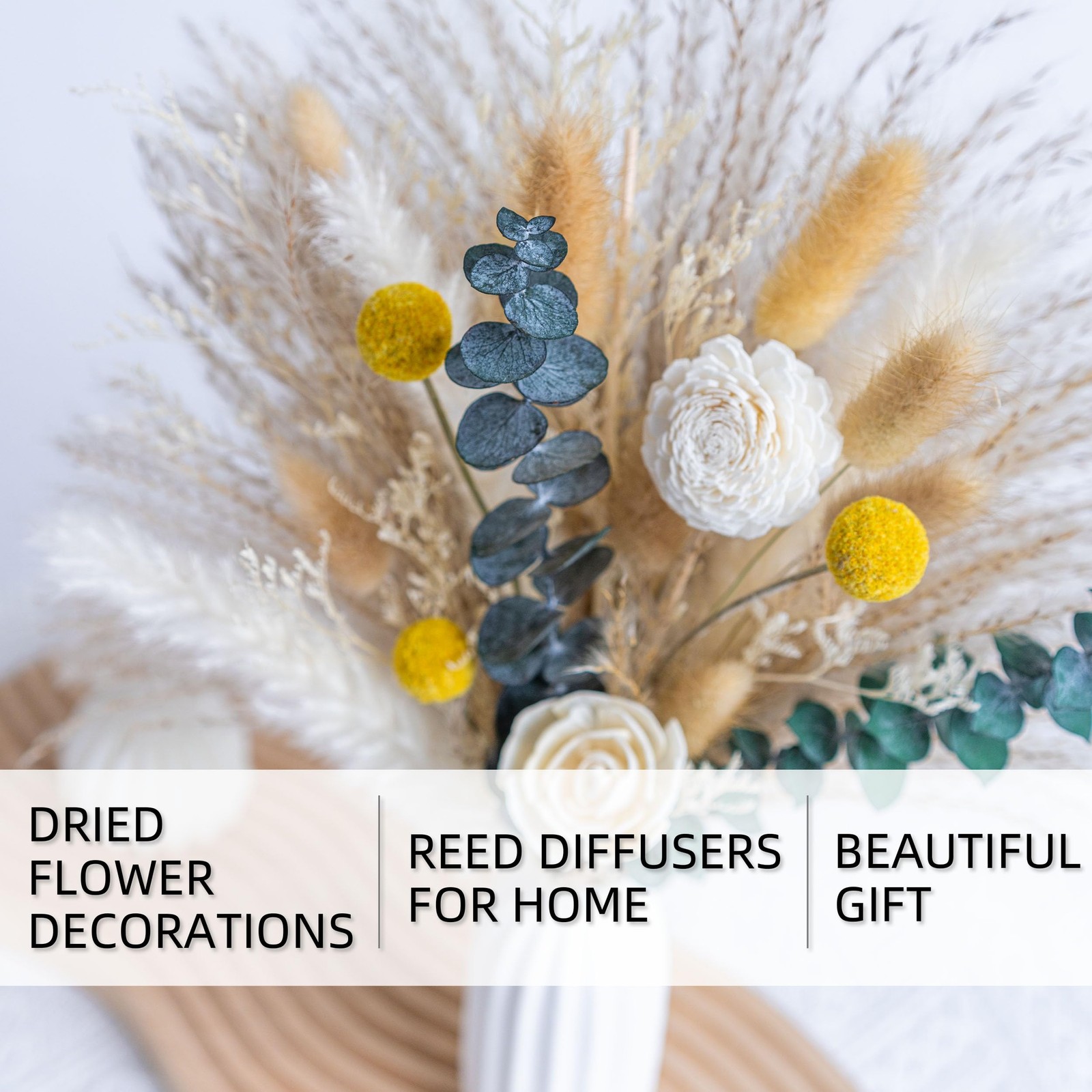 Dried Flowers Reed diffusers kit, Ceramic Vase Included, Reed diffusers for H…