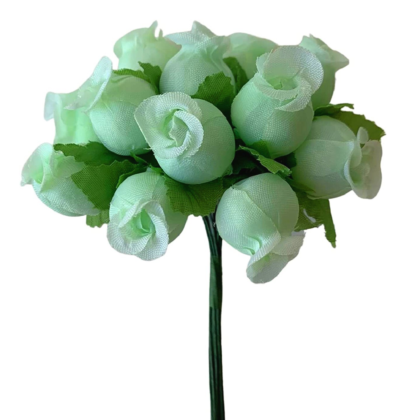 Mint Green Artificial Silk Flower Roses – 12 Mini Bouquets 12 Rosebuds 144 Total