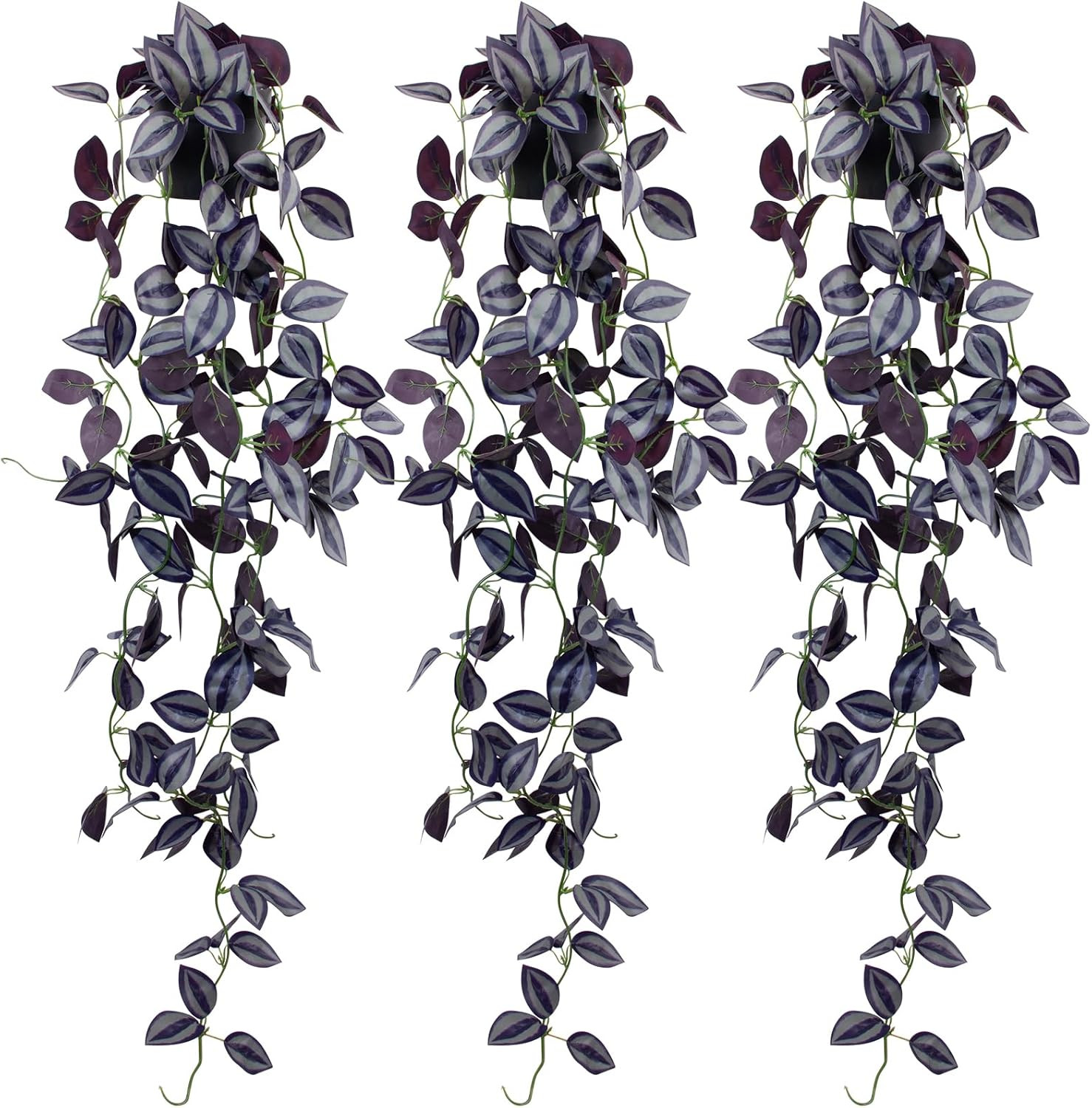 Small Fake Hanging Purple Eyebrow Leaf Plant Artificial Potted Plants Indoor 39-