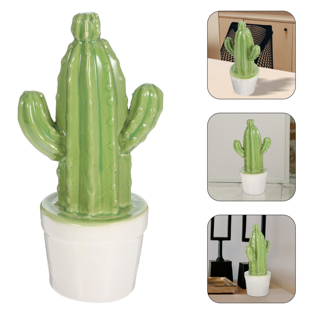 Artificial Small Ceramic Cactus Plant Fake Bonsai Ornament For Office Home