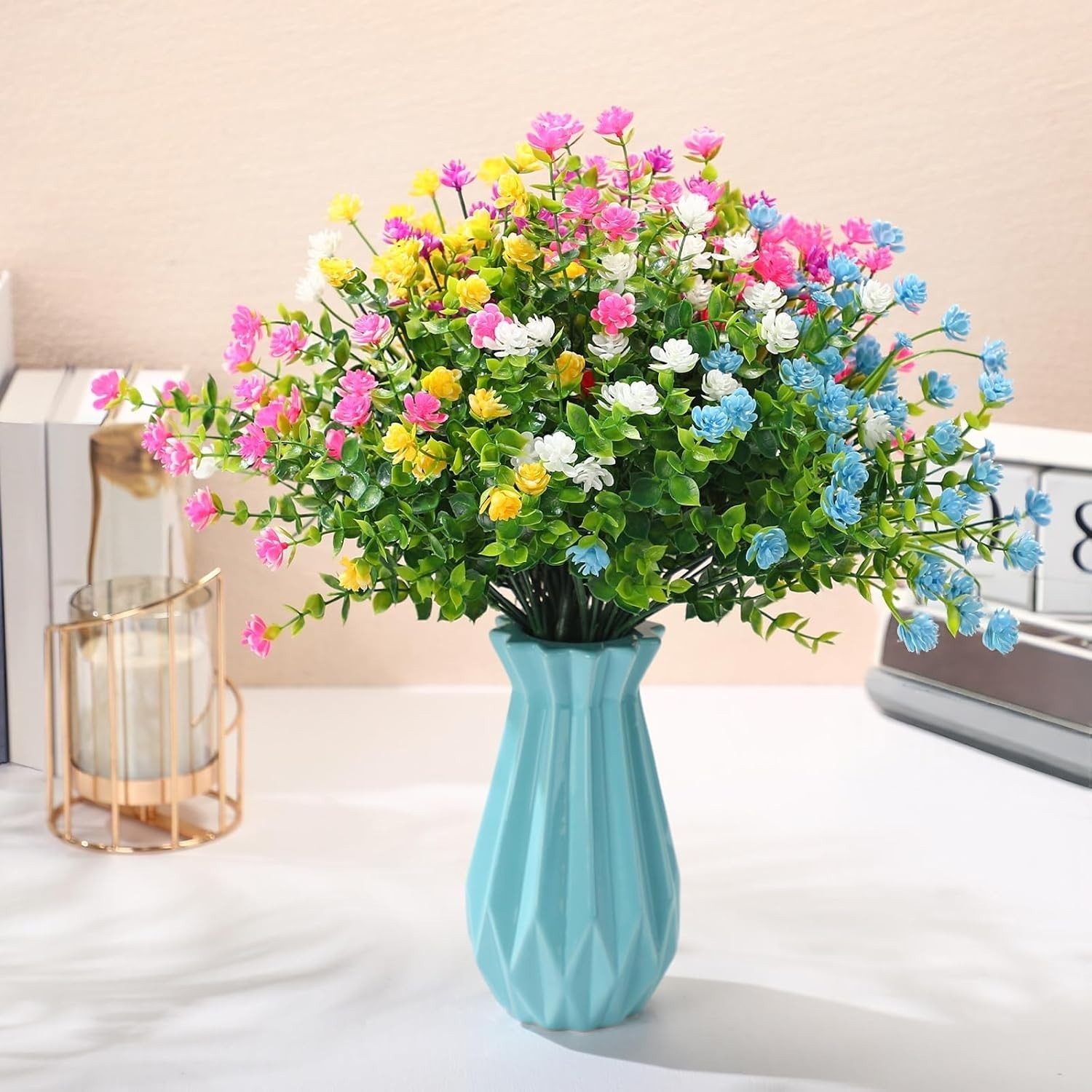 Faux Flower Set – 12 Lifelike UV Resistant Plants for Indoor & Outdoor Elegance