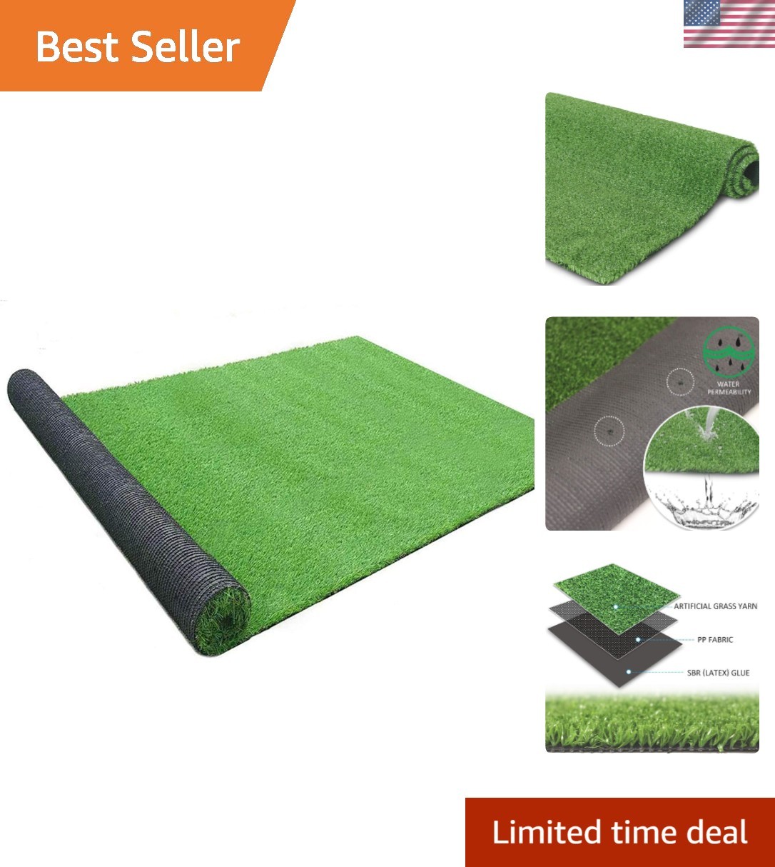 Realistic 5×8 Artificial Turf Mat – Perfect Green Solution for Pets & Gardens