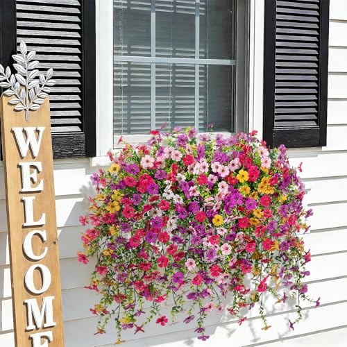 8PCS Artificial Hanging Fake Set4-light Purple Rose Red Yellow White Pink