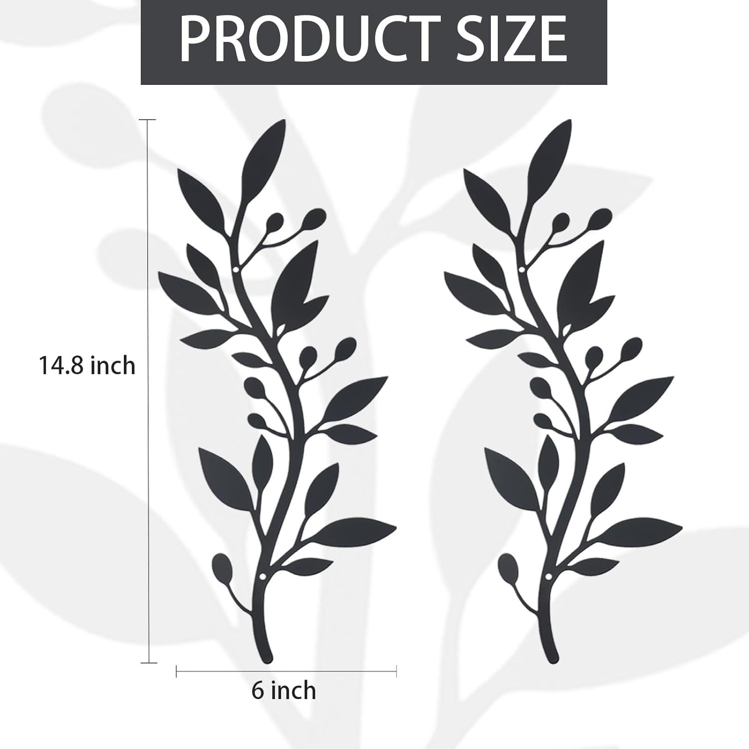 2 Pieces Metal Vine Olive Branch Leaf Wall Decor,Tree Leaf Wall Decor for Liv…