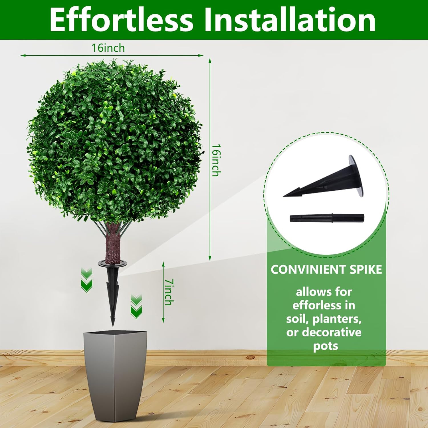 Yangrass Artificial Boxwood Topiary Ball Trees with Ground Spike, Set of 2 UV Re