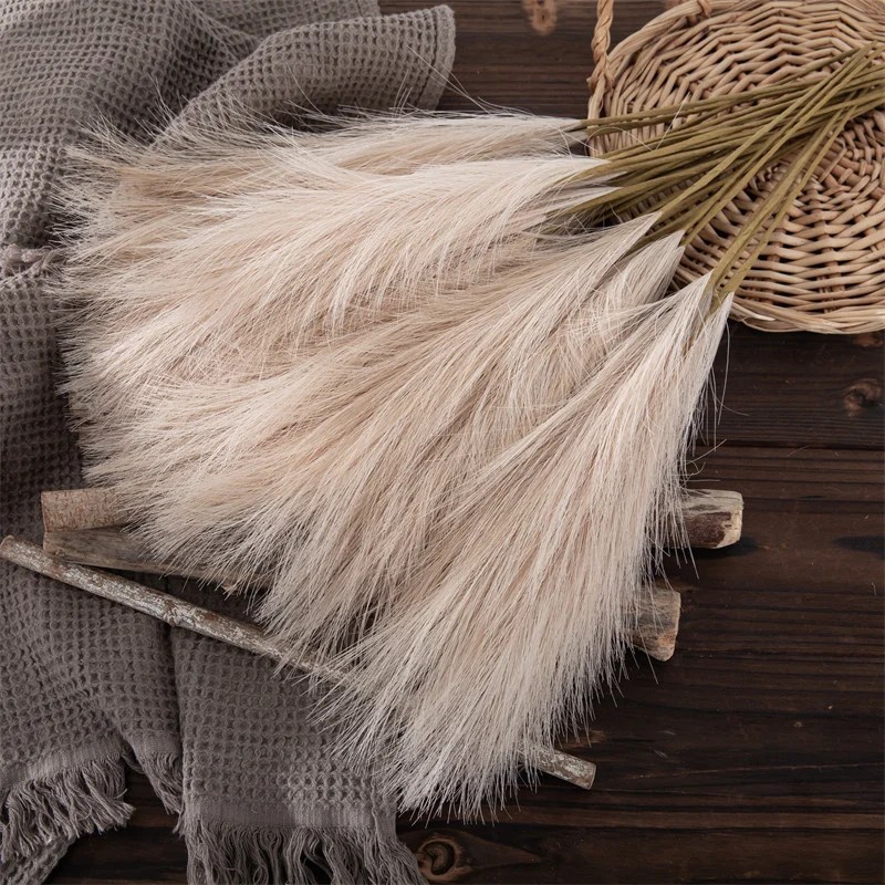 10Pcs Artificial Pampas Grass 56cm Silk Reed Bouquet Boho Decor