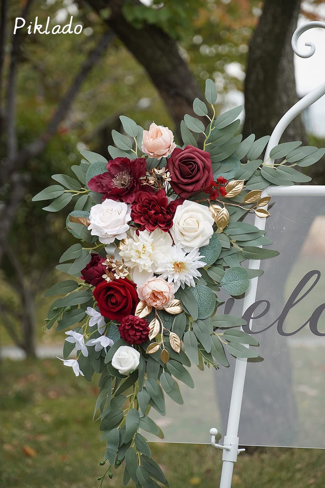 Faux Flower Swag Set of 2 for Wedding Welcome Signs Floral Swag Wedding Recep…