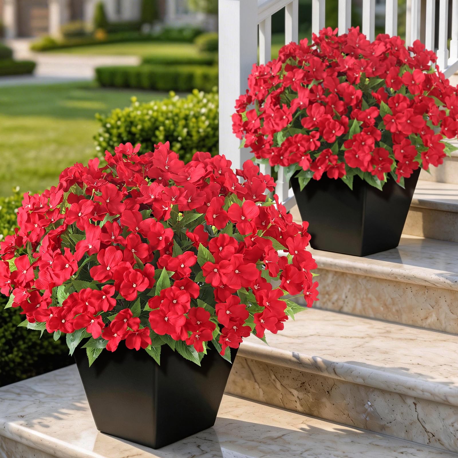 8 Bundles Artificial Impatiens for Outdoor Spring Summer Decor, No Fade Silk …
