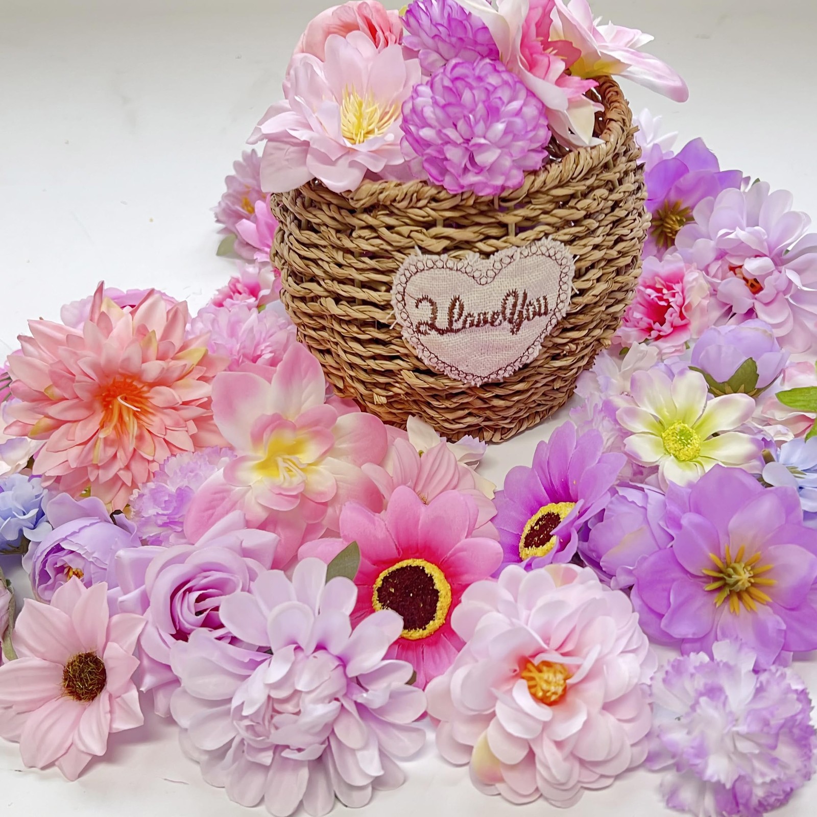 Fake Flowers Heads for Crafts Artificial Pink Purple Flowers Bulk Silk Roses …