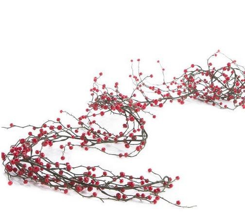 120″ Weatherproof Vinyl Red Berry Garland – Indoor or Outdoor Use