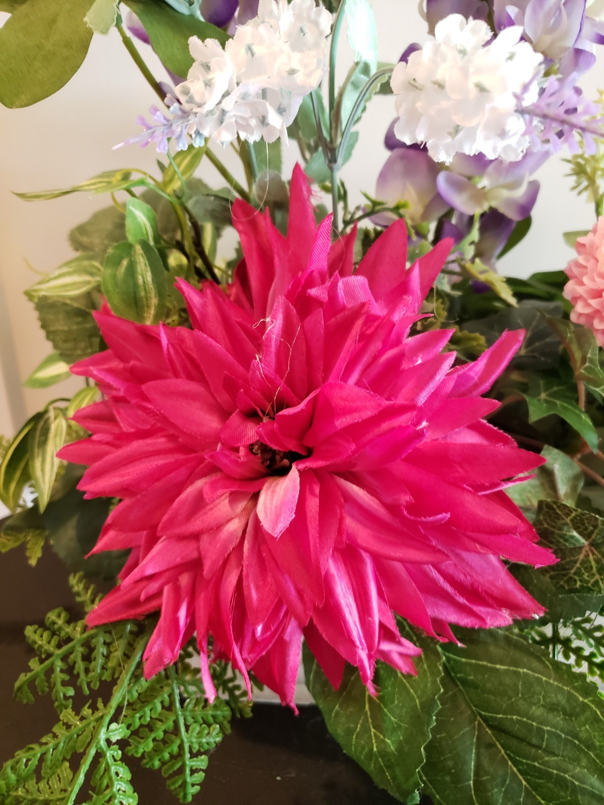 Silk Floral Arrangement: Spring Garden Cottage Style in Unfinished Wood