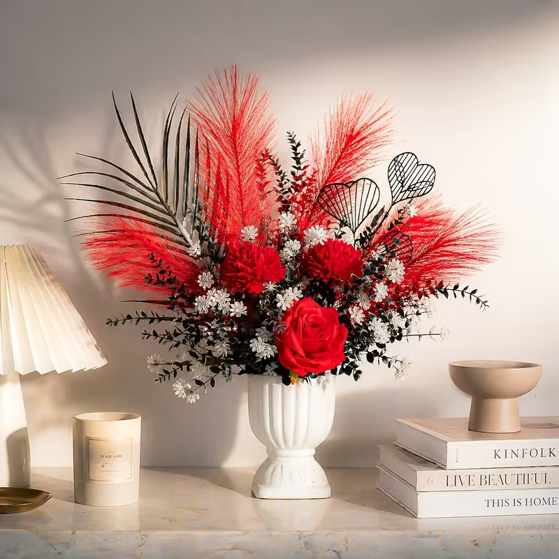 1 Set Passionate Red and Black Light Luxury Artificial Flower Bouquet Ornament |