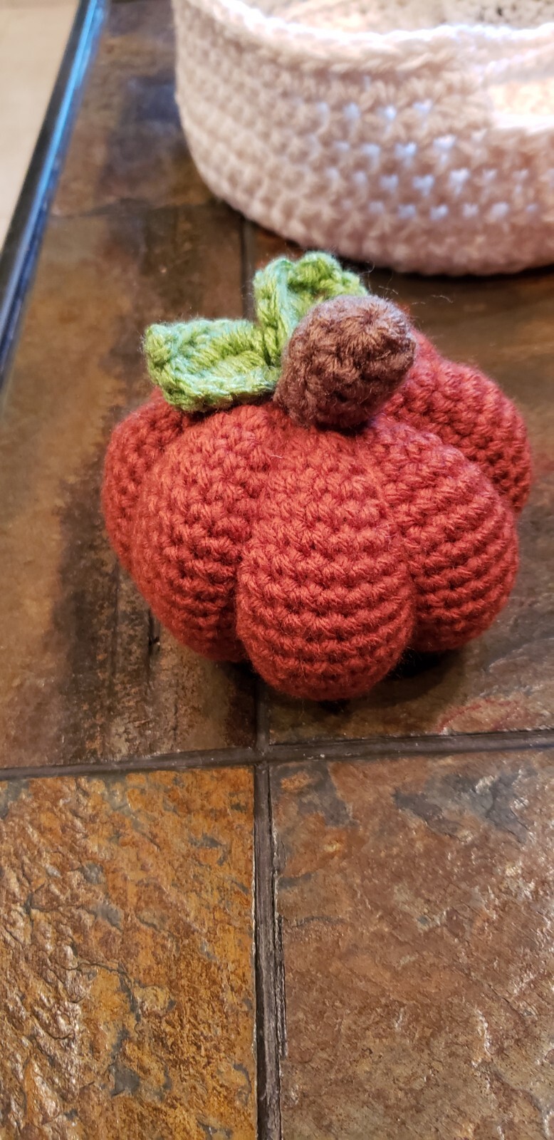 Crocheted Basket Pumpkins and Gourds Handmade Fall Decor 11 “X 11”