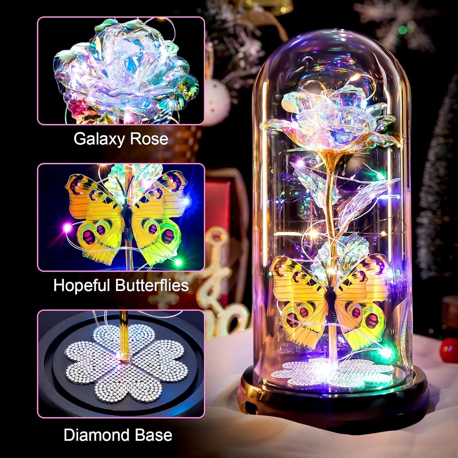 Mothers Day Rose Gifts for Mom Birthday Gift for Women, Rechargeable Galaxy G…