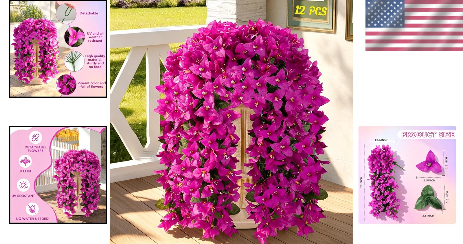 Versatile Artificial Fuchsia Bougainvillea Bundle