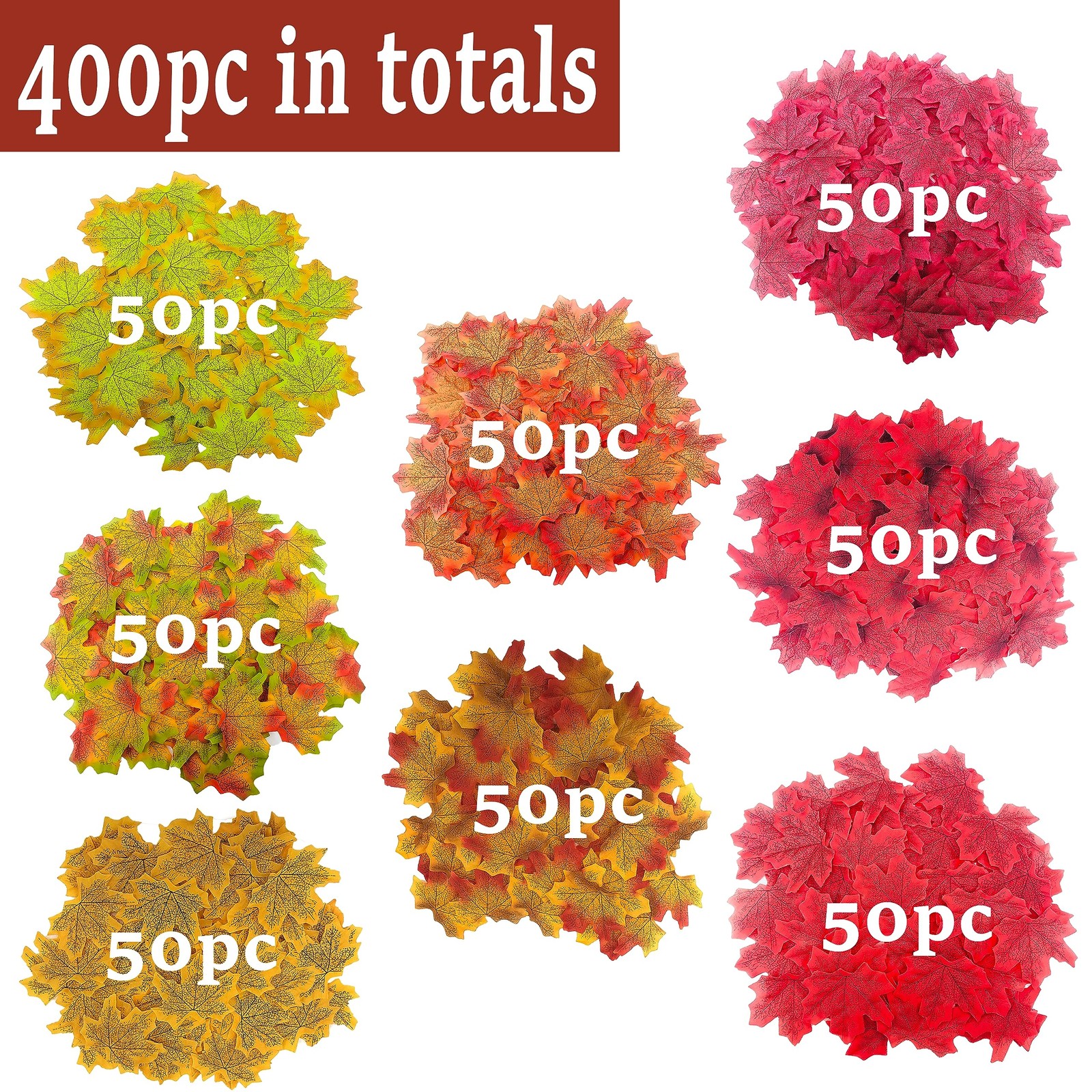 400 PCS 8 Colors Fall Decoration for Home Fall Leaves Fake Maple Leaf Autumn …