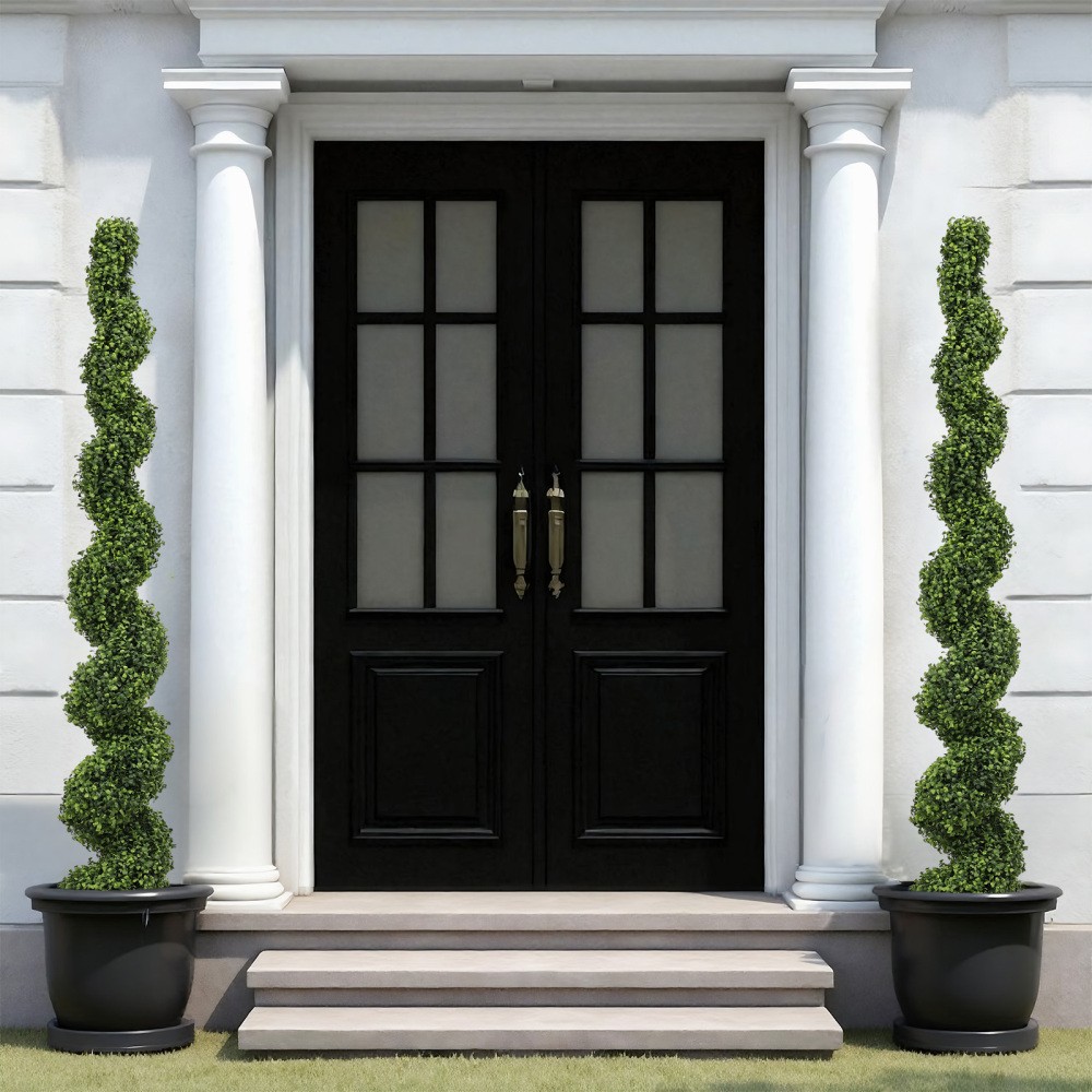 7FT Spiral Topiary Trees Artificial Outdoor Faux Boxwood Plants Large
