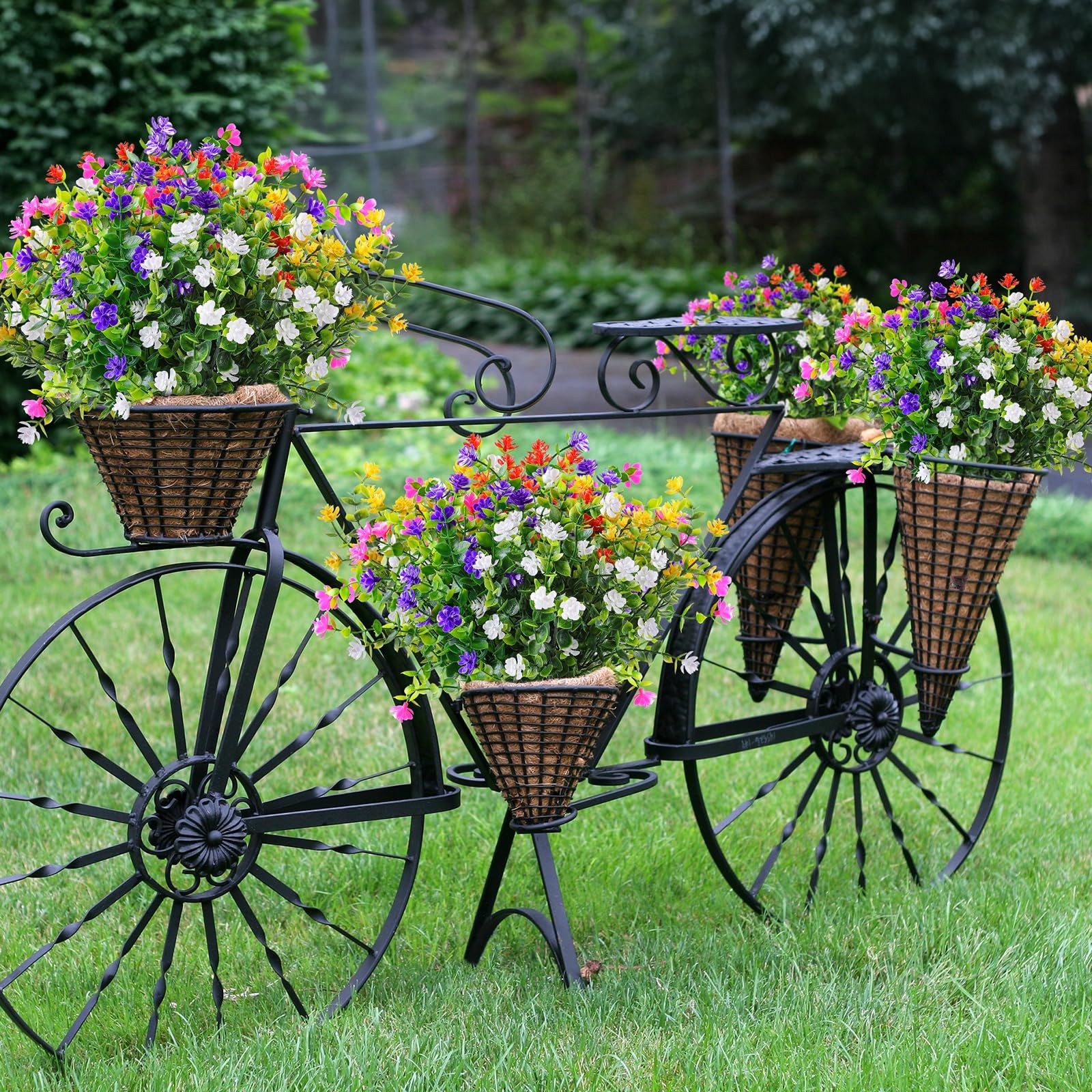 AmyHomie 20 Bundles Artificial Flowers for Outdoor Outside Spring Summer Deco…