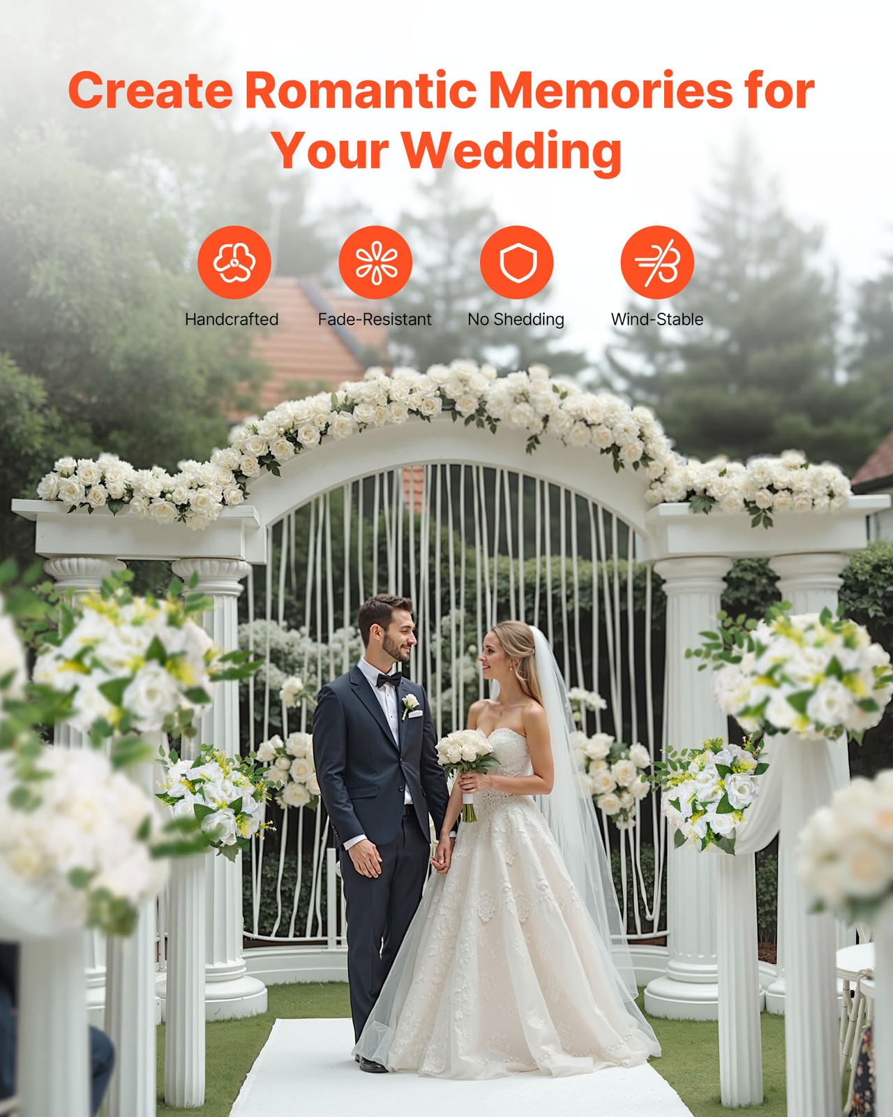 VEVOR Flower Balls Wedding Centerpieces 9.5-Inch Fake Flower Arrangement 10 PCS