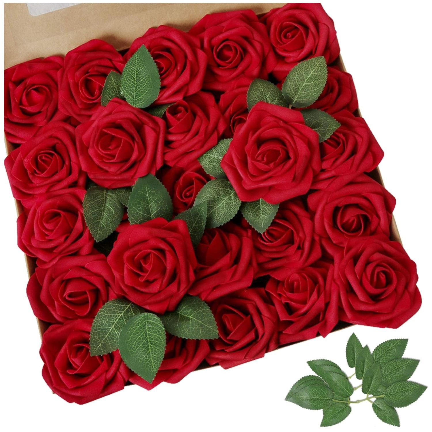 Realistic Dark Red Rose Bouquet | 100pcs Artificial Flowers