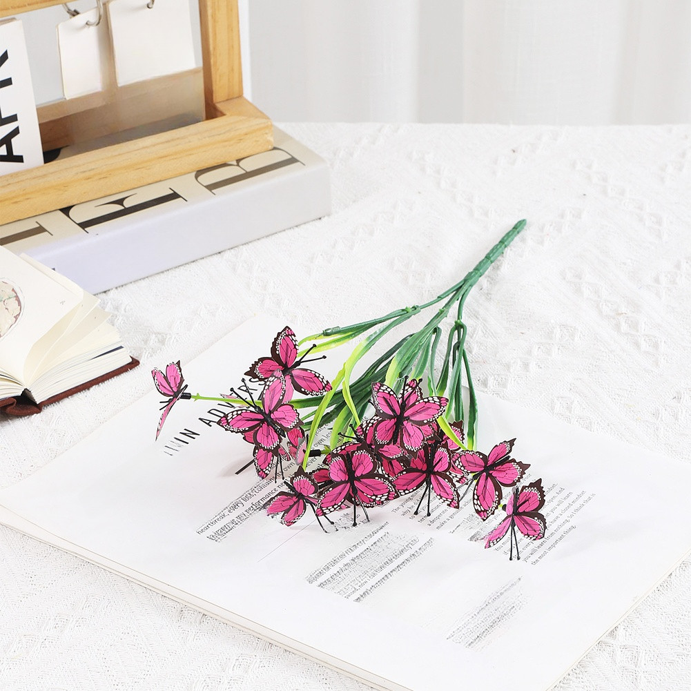 Artificial Plastic Flower with Butterfly Design for Garden Fence For Home Decor