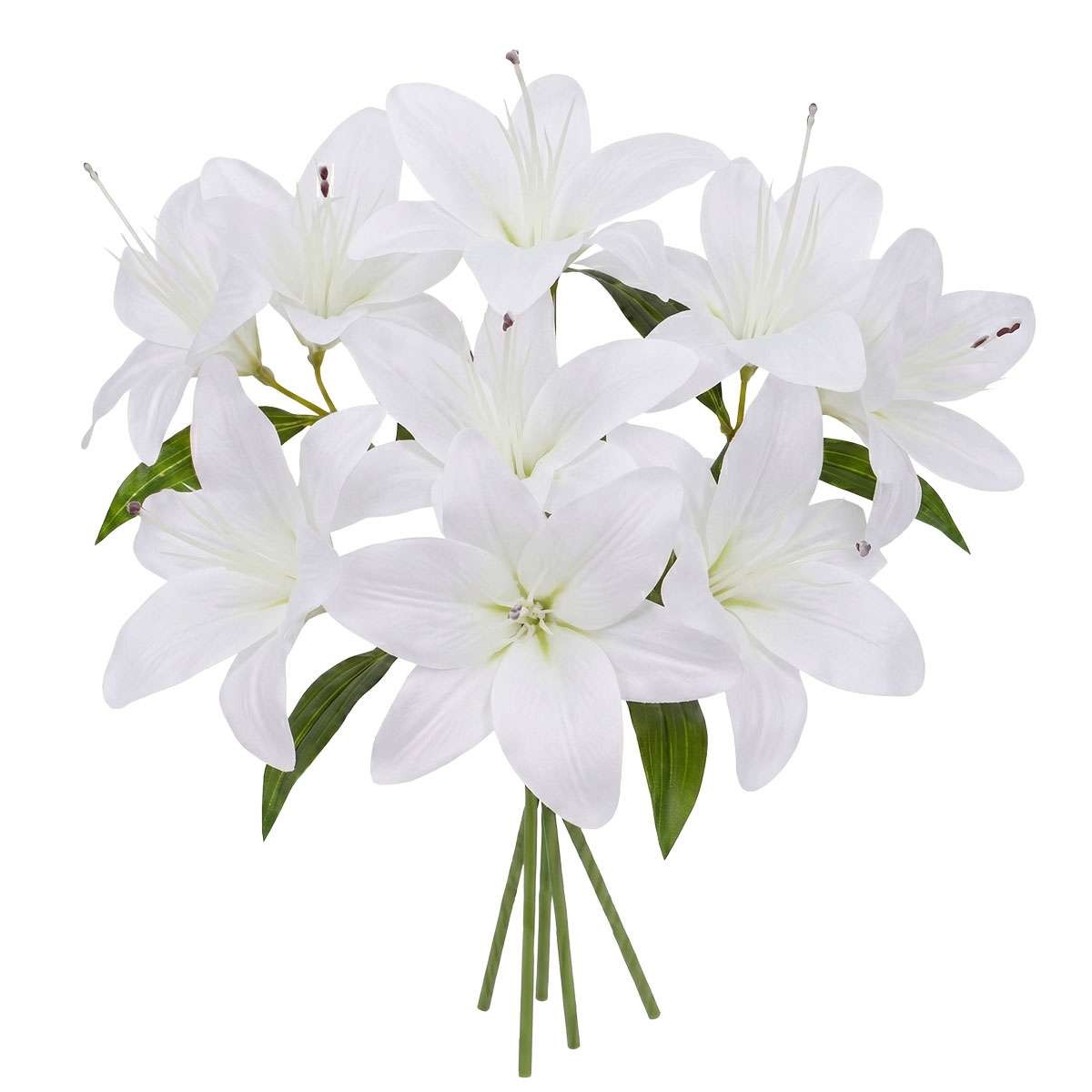 Resistant Artificial Lily Flowers UV Faux Plant for Outdoor Indoor Home Decor US