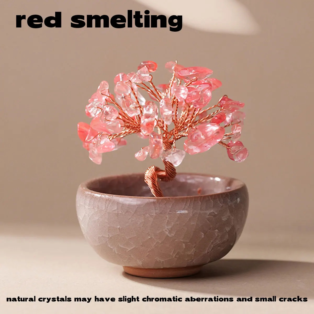 1PC Natural Crystal Tree Handmade Tree Copper Wire Life Small Bowl Flowerpot new