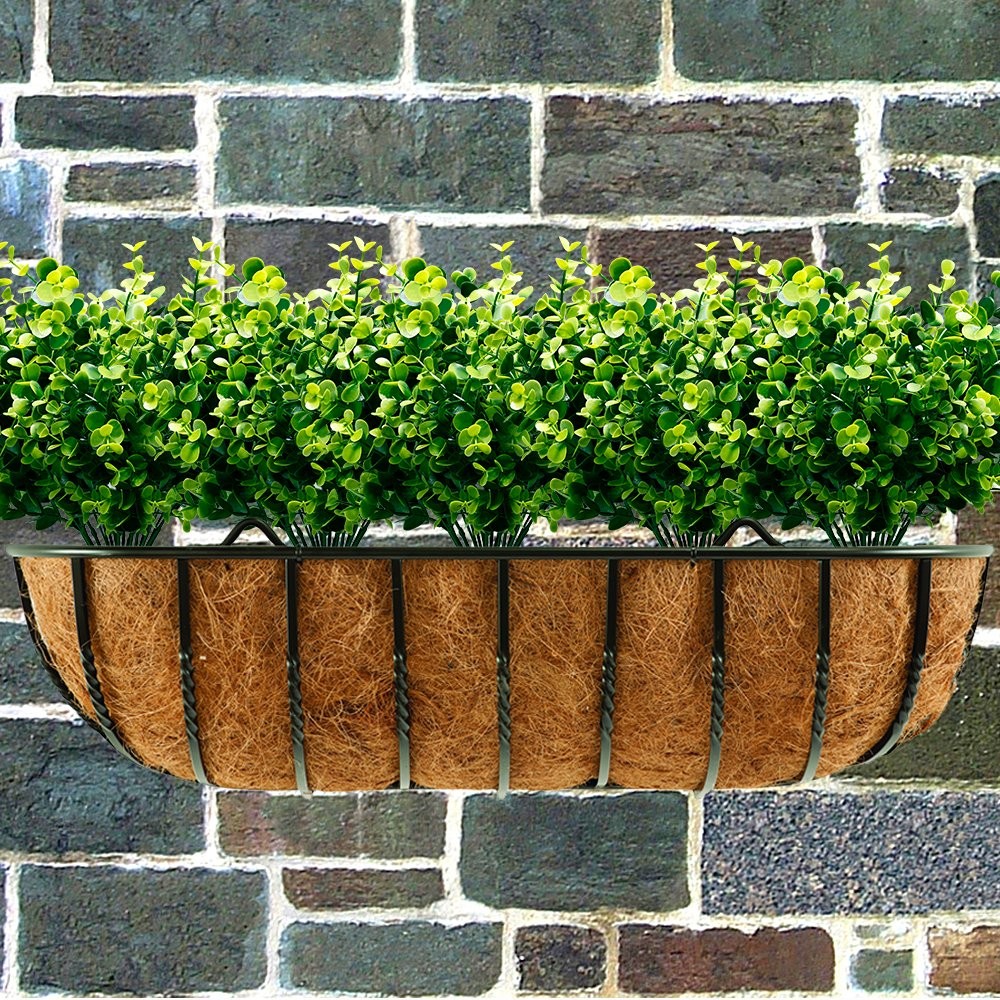 TEMCHY Artificial Plants Flowers Faux Boxwood Shrubs 6 Pack, Lifelike Fake Gr…